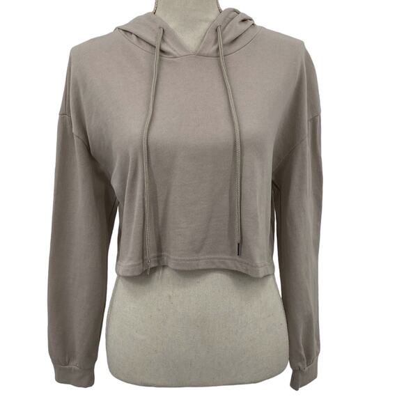 Derek Heart Tan Crop Hoodie - Size M - Perfect for Fall Layering - Picture 1 of 8